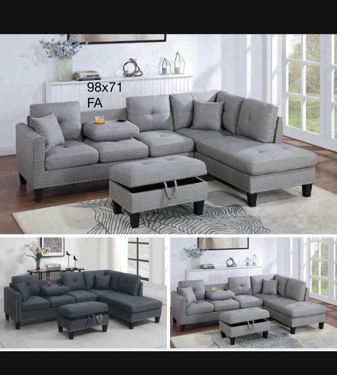 Sectional With Ottoman Set