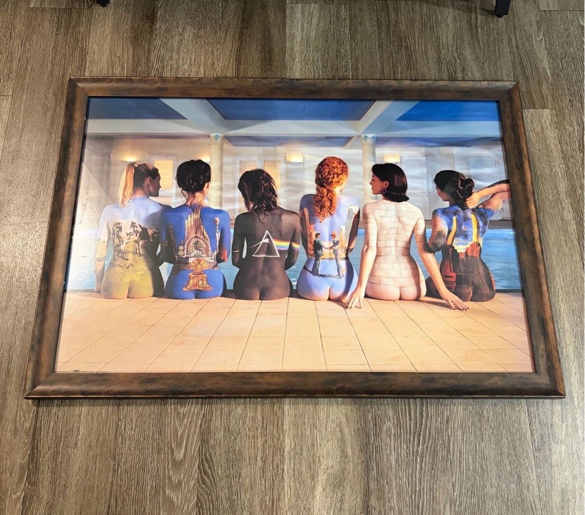 Pink floyd art in wooden frame - professionally framed - 39.25x27.25