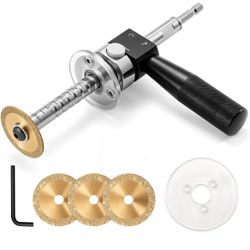 7" Inside Pipe Cutter with Metal Handle, 1/4" Hex Shank Pipe Cutter Tool with 3 PCS Replaceable Diamond Grit Wheels, 48mm&76mm Guide Disks, Plumbing T