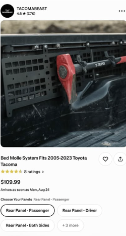 Bed Molle System Fits 2005-2023 Toyota Tacoma