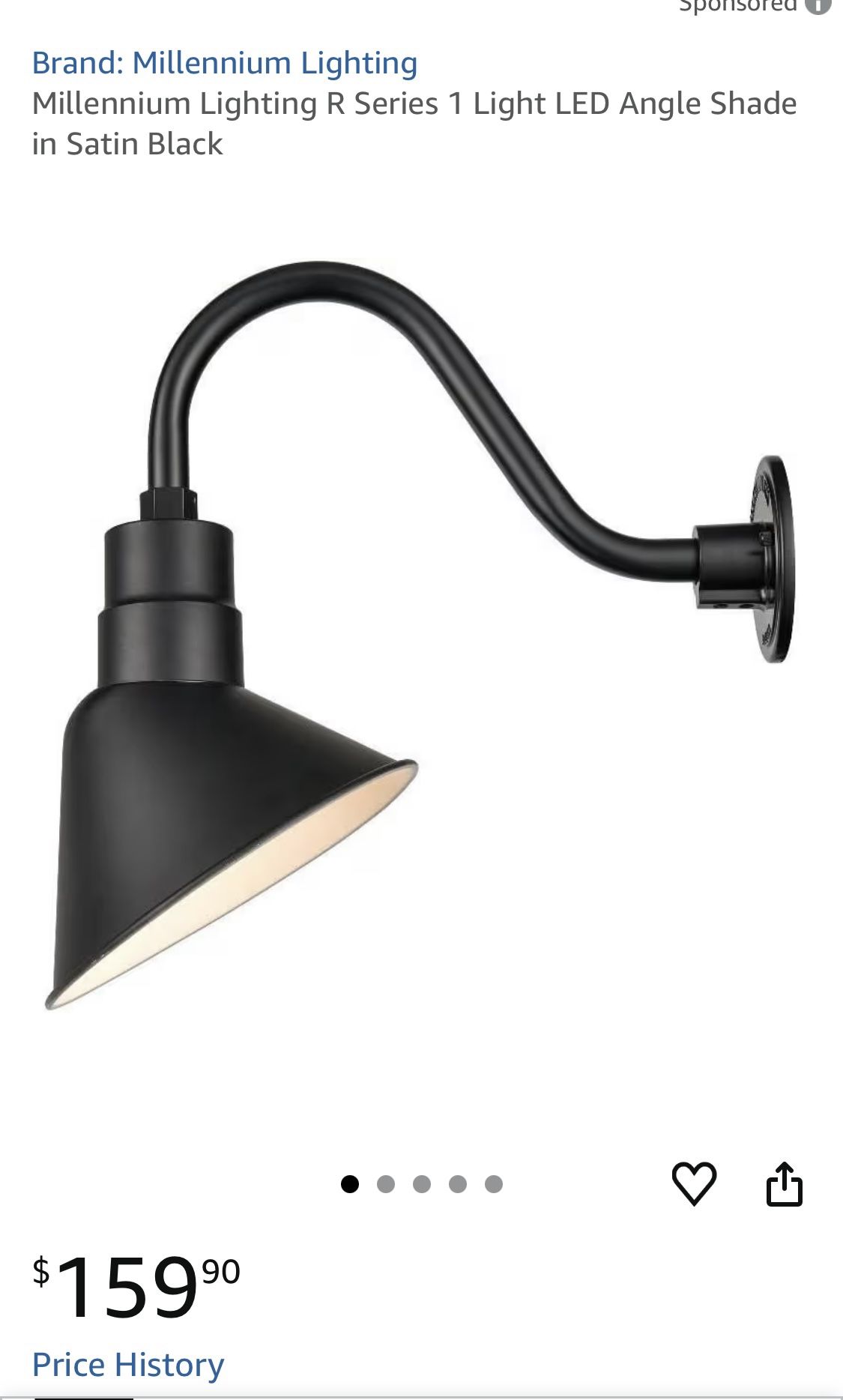 New 1-Light 11 in. R Series Satin Black Angle Shade, Dimmable