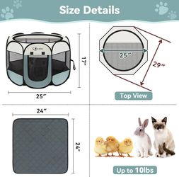 iedihit Dog Playpen with Washable Pee Pad, Puppy Pet Cat Playpen Small Dogs Tent Crate Indoor/Outdoor, Portable Pop Up Kennel with Carrying Case for C