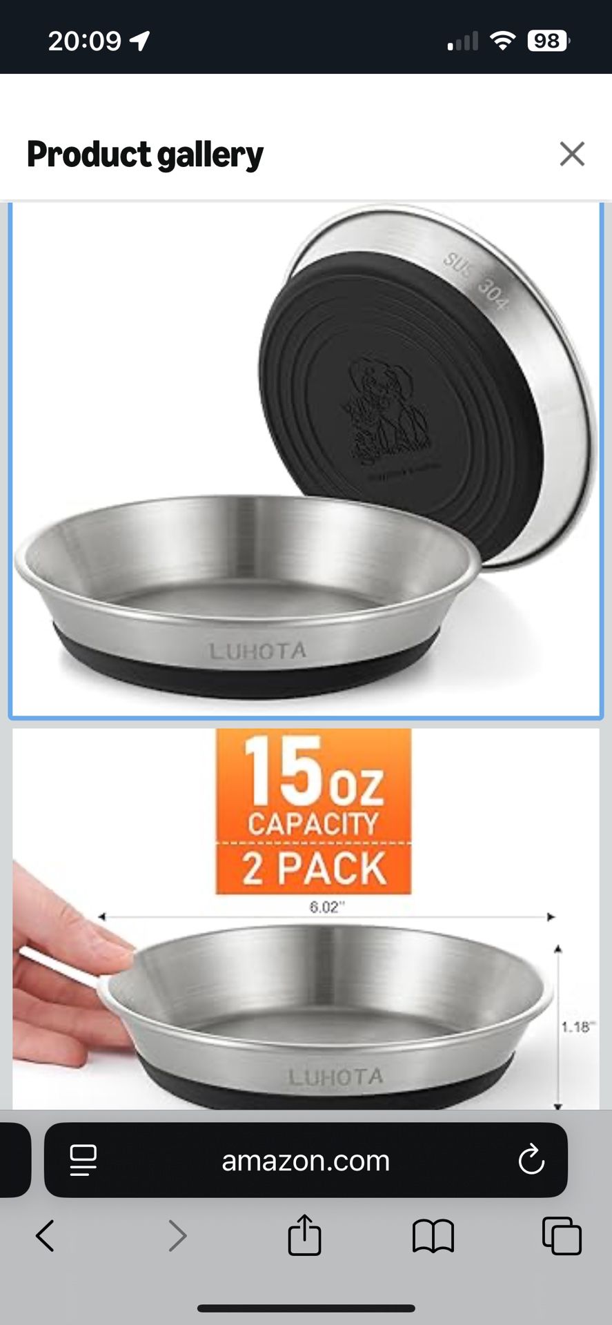 Cat Bowls, 2 Pcs Cat Bowls for Food and Water, Perfect Feeding Set for Your Lovely Cats with Separate Food & Water Dishes (2 Pack)