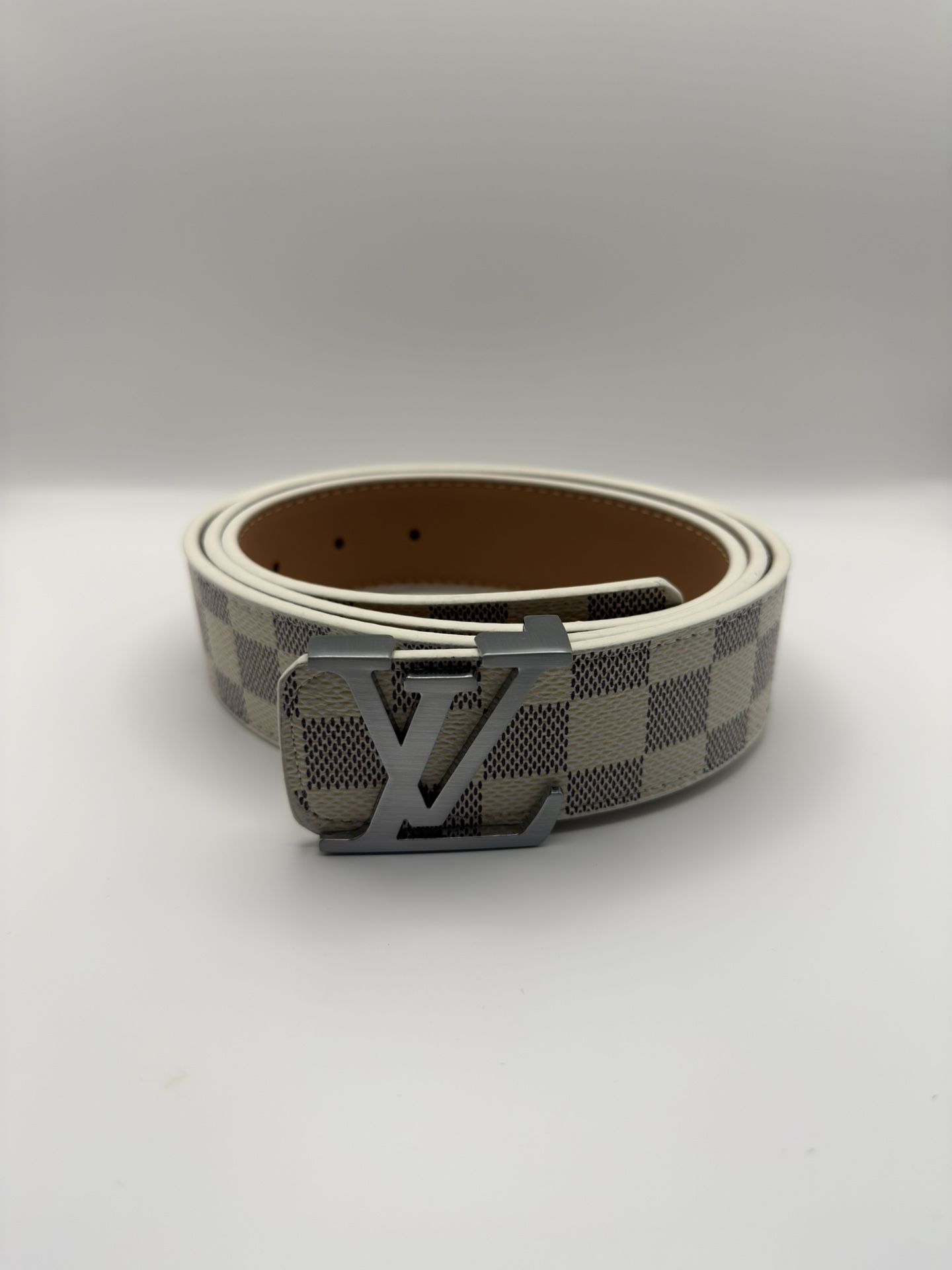 Silver and White Louis Vuitton Belt