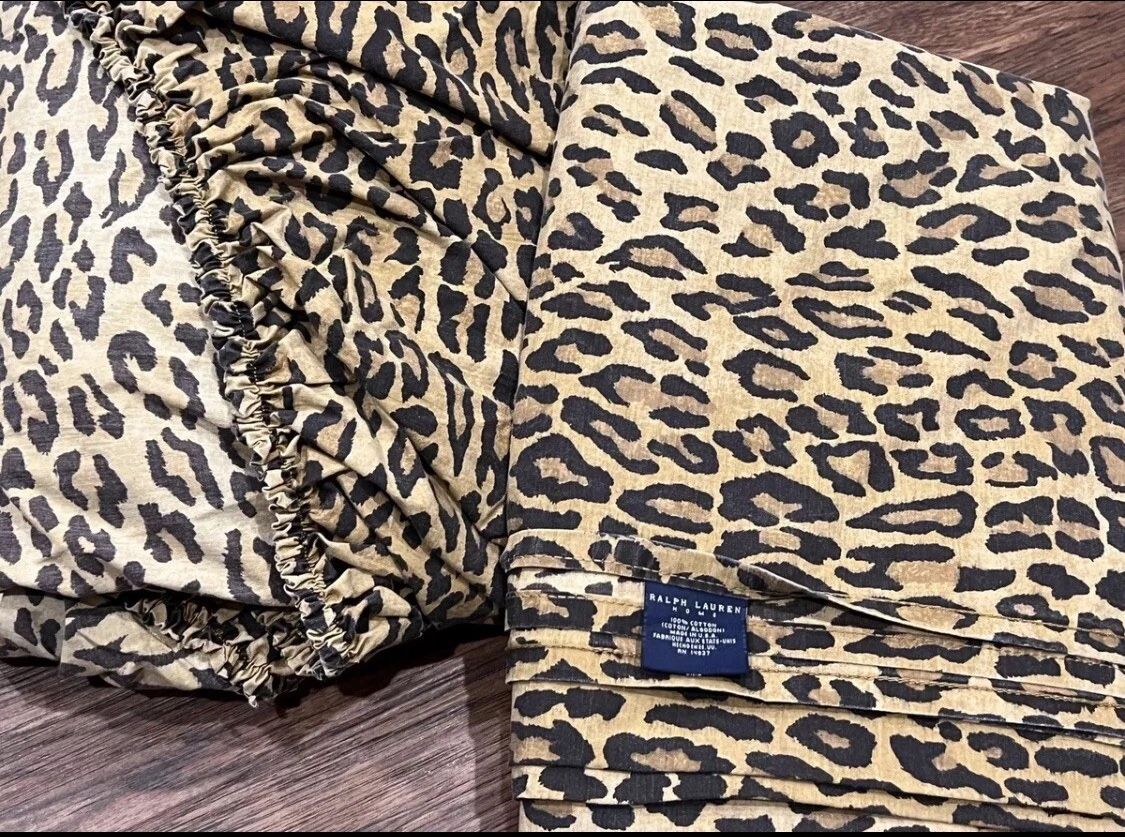 Ralph Lauren Bedroom Sheet Bedding Set Medieval Aragon Leopard Queen Lot Vintage