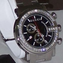 New Men's 101m Gucci chrono 1.92ct.aprx.custom set real  Diamond  Watch YA101309