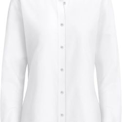 100% cotton siliteelon Fitted Button Down Shirts for Women Oxford Shirt Cotton Dress Shirts Collared Long Sleeve Wrinkle Free Blouse Tops（pls choose L