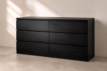 Black six-drawer dresser