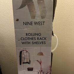 9W Nine West Rolling Clothes Rack With Shelves 