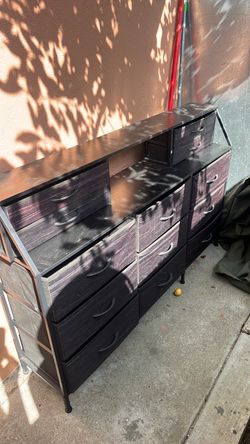 Black Fabric Dresser with Multiple Drawers