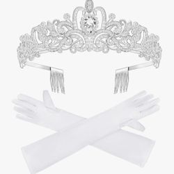 Formal Gloves & Princess Tiaras for Women Wedding Brides Costume,homecoming prom