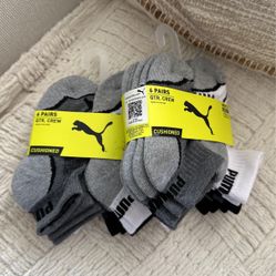 Qtr Crew Boys Puma Socks 6 Pairs 