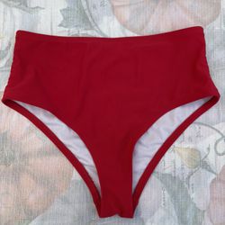 Fashion Nova Women's High Waisted Red Bikini Bottom Size Small Bathing Suit