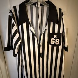 Men’s Halloween Referee Costume Shirt With Whistle - XL Size