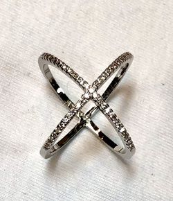 Eli K sterling silver & cz rev X ring 8