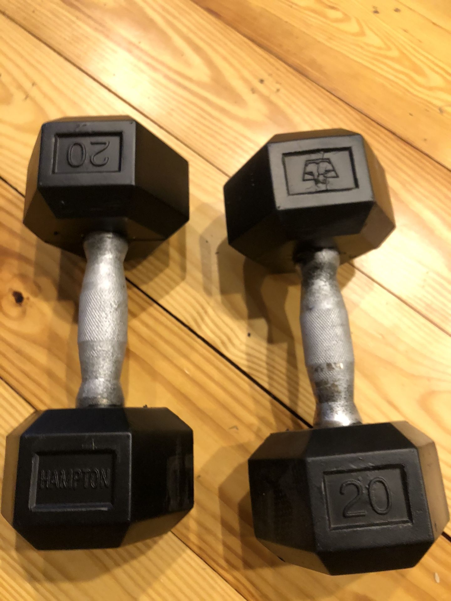 20lb Rubber Hex Dumbbells