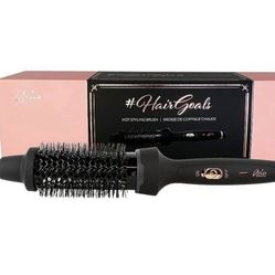 Aria Beauty Hair Goals Hot Round Styling Brush, Dual Voltage 1.5 Inch Ceramic Barrel Curler with Nylon Bristles for Volume & Root Booster *NEW In Box*