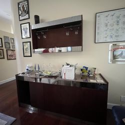 Modern Mirrored Bar / Console Set – 3 Pieces – Statement Furniture 