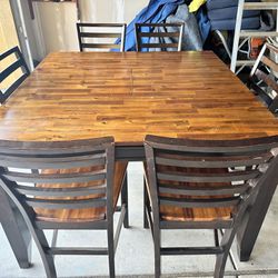 Dining Table 6chairs …counter Ht With Instored Leaf 