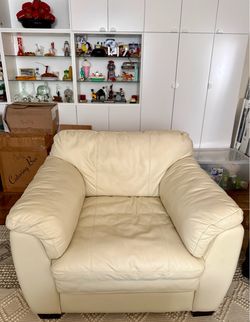 Cream Faux Leather Arm Chair
