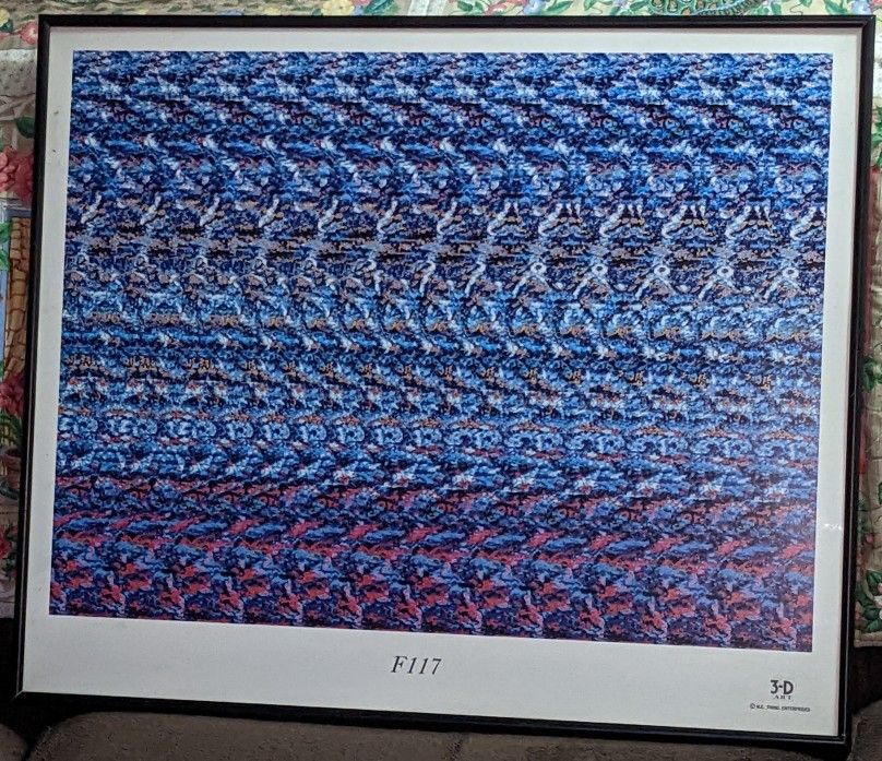 F117 Magic Eye 3D Art Illusion Framed Poster 20 X 24