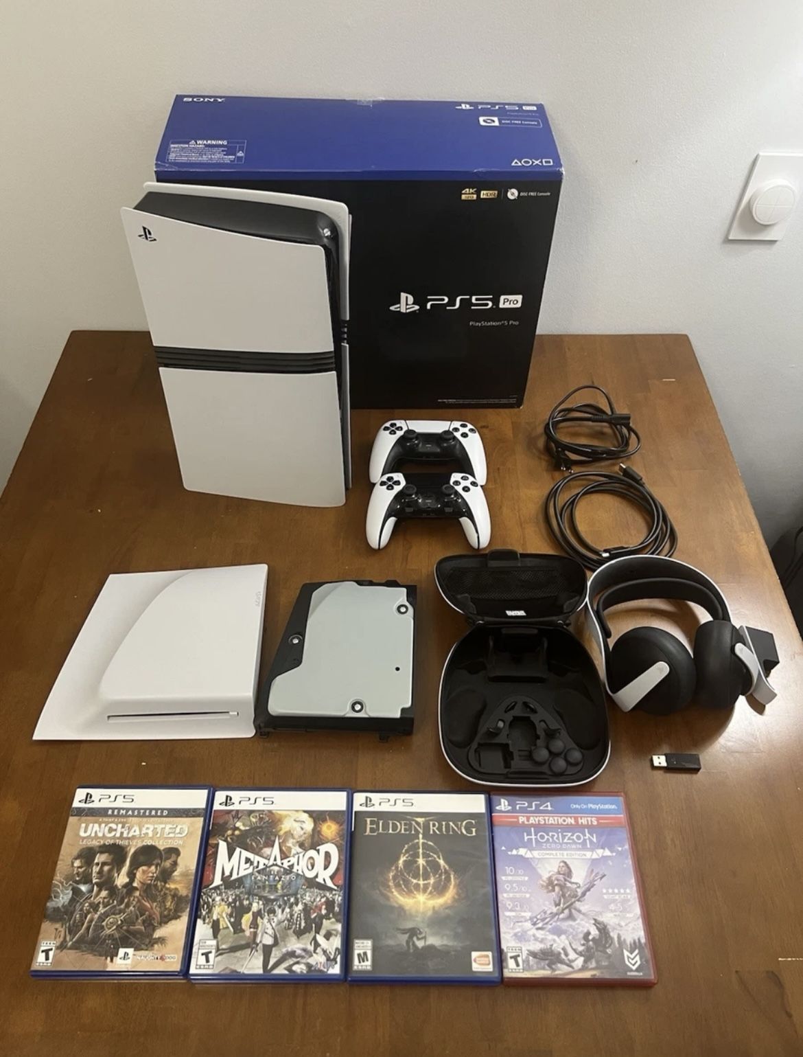Sony PS5 Pro Bundle with Disc Drive, 2 Controllers, Headset, 4 Games Included