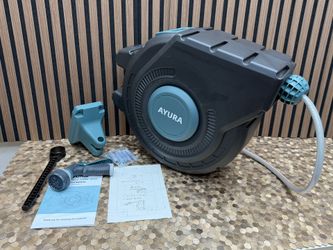 Brand New Retractable Garden Hose Reel 1/2 Inch x 100 ft,Automatic Slow Rewind System Heavy Duty Automatic Garden Hose Reels with Kink-Free SKU540
