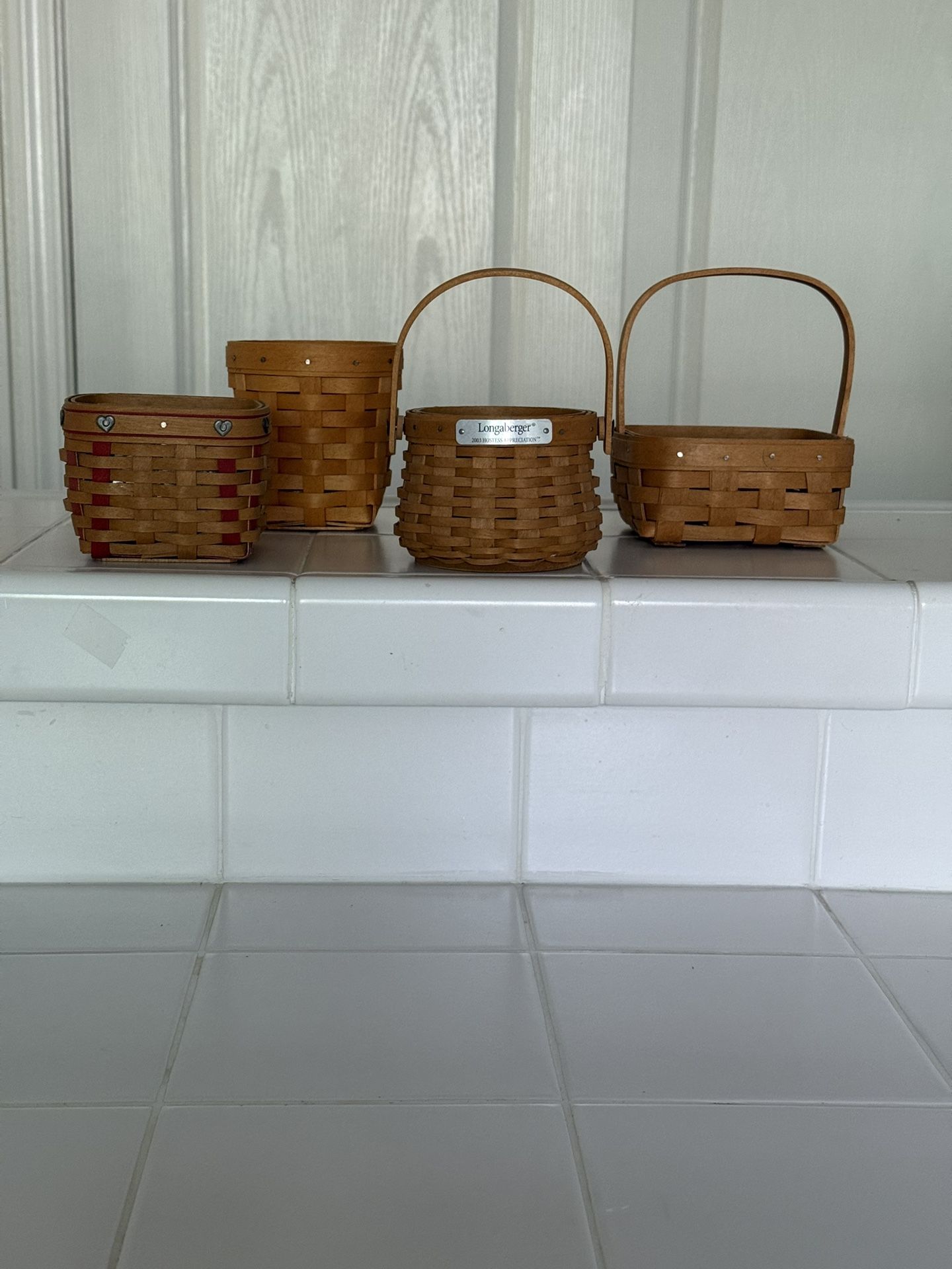 5 Mini Handmade Signed Longaberger Baskets