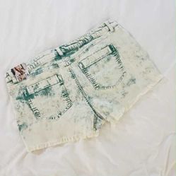 NWT Rewash Brand "Venice Short" - Green Acid Wash Denim