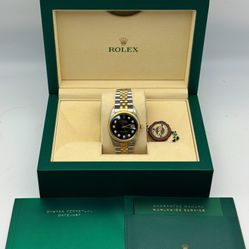 1990s Rolex Datejust 16013 36mm stainless steel jubilee bracelet natural diamond black dial gold fluted bezel  watch box appraisal