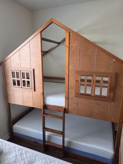 Twin over Twin House Bunk Bed with Slide