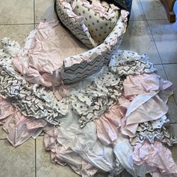 baby girl crib bedding all for $20 pink/greywhite colors