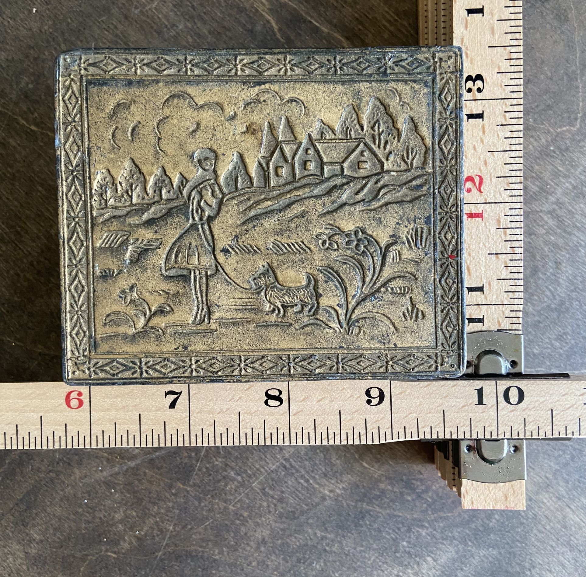 Antique Brass And Wood Box