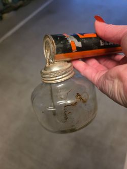 1940s to 1950s Vintage Black Flag Hand Pump Bug Sprayer Glass Jar