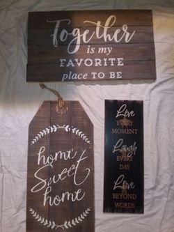 Set of 3 Custom Wooden Rustic Farmhouse Wall Plaques Home Decore