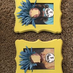 Dr. Seuss Thing 1 & Thing 2 yellow picture frames - baby shower nursery decor