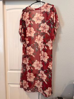 Burgundy Floral Kimono