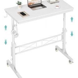 White Adjustable Rolling Desk (Sitting,Standing, Treadmill)