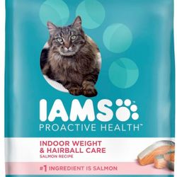 BRAND NEW..IAMS Proactive Health Adult Indoor Weight & Hairball Care Dry Cat Food with Salmon, 16 lb. Bag