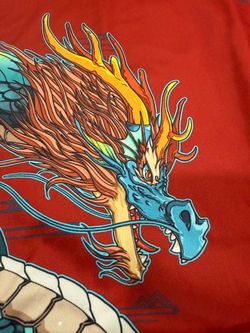 Red 3D printed Dragon Polyester Hoodie