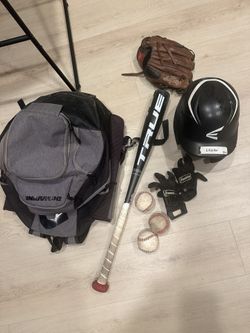 Baseball Bag DeMarini With true Bat, Helmet & Rawlings Glove 