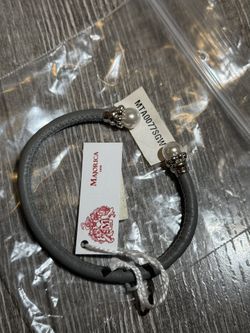 Majorica Leather Bracelet With Pearl 
