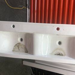 White Double Vanity Top Bathroom Sink