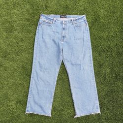 Abercrombie & Fitch light wash denim jeans with heel bit 40 w 32 l #streetwear #y2k