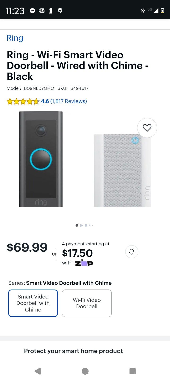 Ri NG Doorbell Camera Hardwired With Chimer