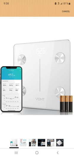 Vont Smart Scale, Wireless Body Fat Scale, BMI Digital Bathroom Scale, Highly Precise Bluetooth Scale for Weight Loss & Body Weight, 13 Measurements, 