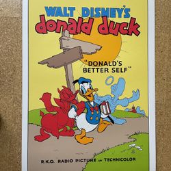 Walt Disney “Donald’s Better Self” 1980s Serigraph Art Print (21”x30.75”)