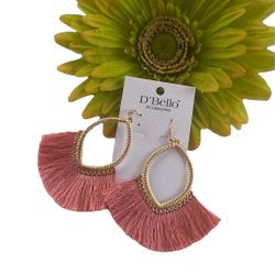 Brand New With Tag Fringe Earrings In Black Or Pink 