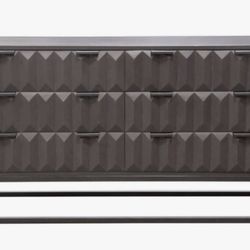 Spectrum 6-Drawer Solid Mango Wood Dresser, Smoke Gray, Gun Metal Finished Legs By Diamond Sofa