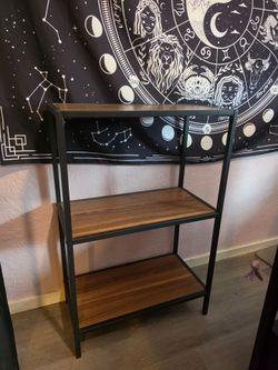 3-Tier Industrial Wood and Metal Shelf